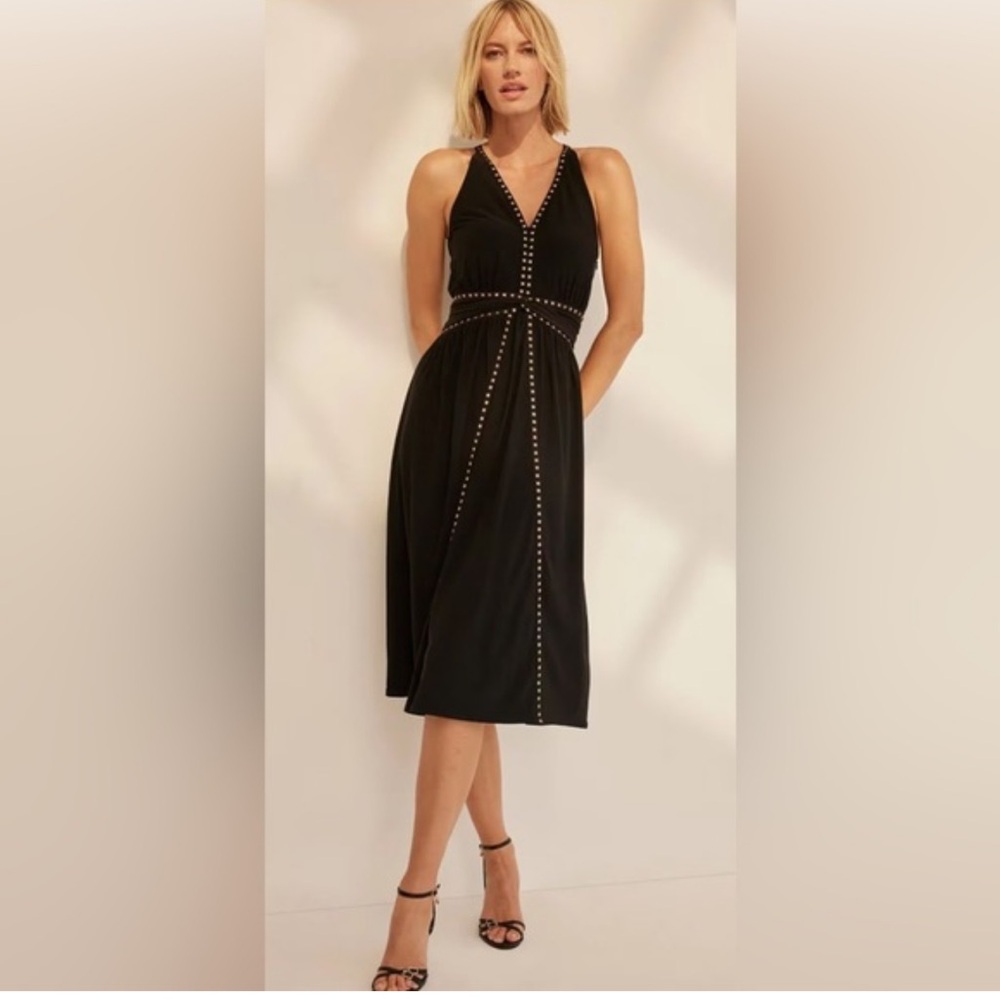 White House Black Market black studded midi dress size 10